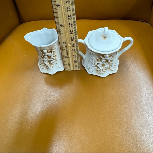 Vintage Lefton 215 Petite Creamer & Sugar Bowl with Cherubs Japan Bottoms Marked - Picture 11 of 11